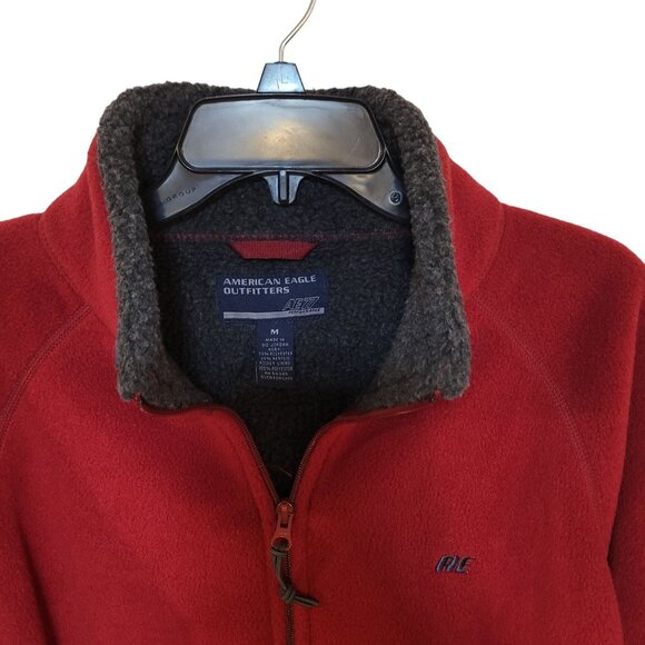 American Eagle Outfitters AE77 Performance Mens Red Fleece Jacket Size M - Picture 3 of 9
